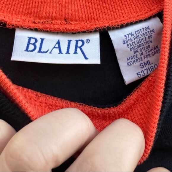 Blair Vintage Women's Embroidered Halloween Cat & Pumkin Crewneck Sweater Small - Picture 4 of 4